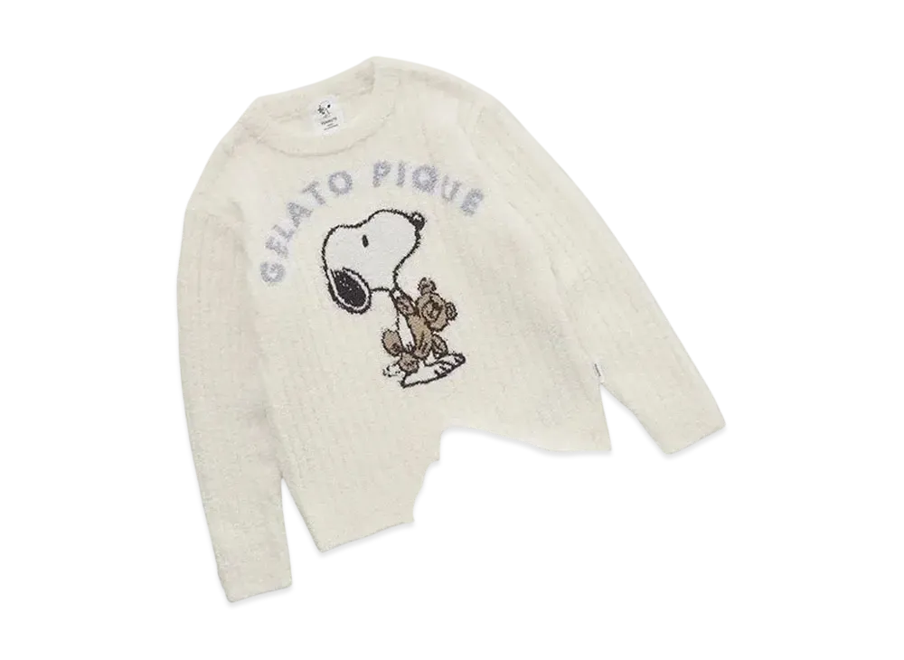GELATO PIQUE x PEANUTS Junior Snoopy x Bear Jacquard Pullover & Long Pants Set "Off White"