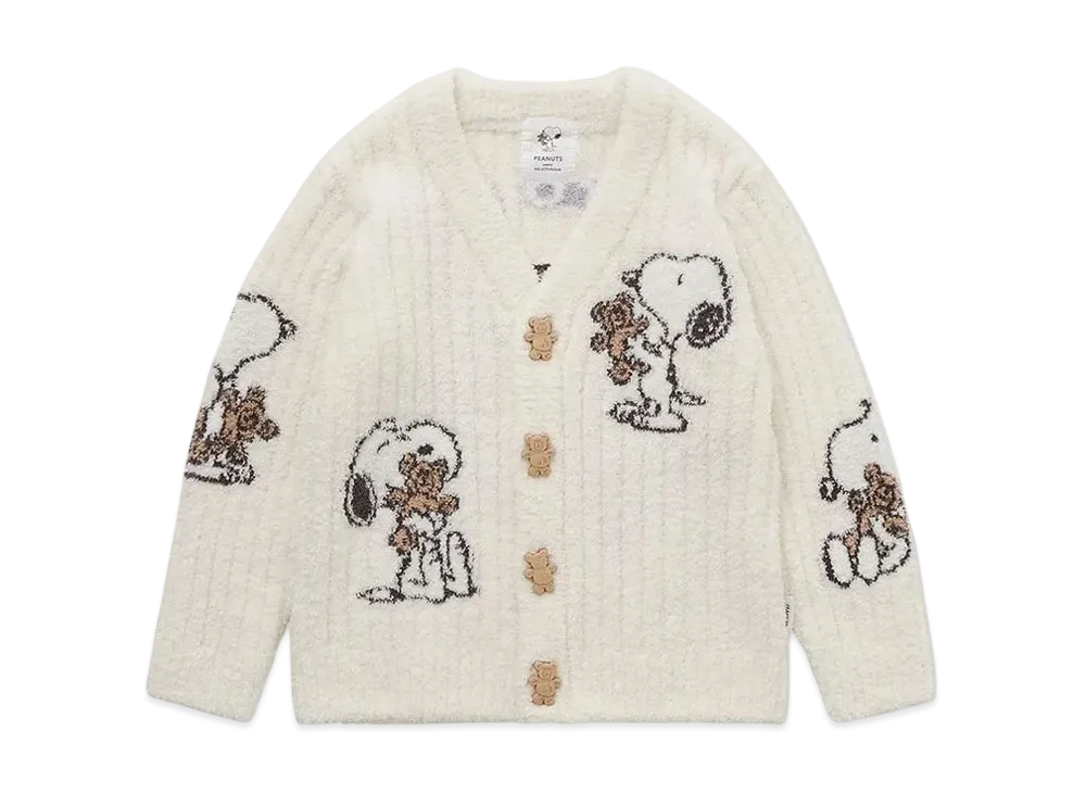 GELATO PIQUE x PEANUTS Kids Snoopy x Bear Jacquard Cardigan "Off White"