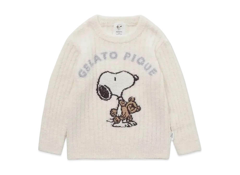 GELATO PIQUE x PEANUTS Kids Snoopy x Bear Jacquard Pullover "Off White"