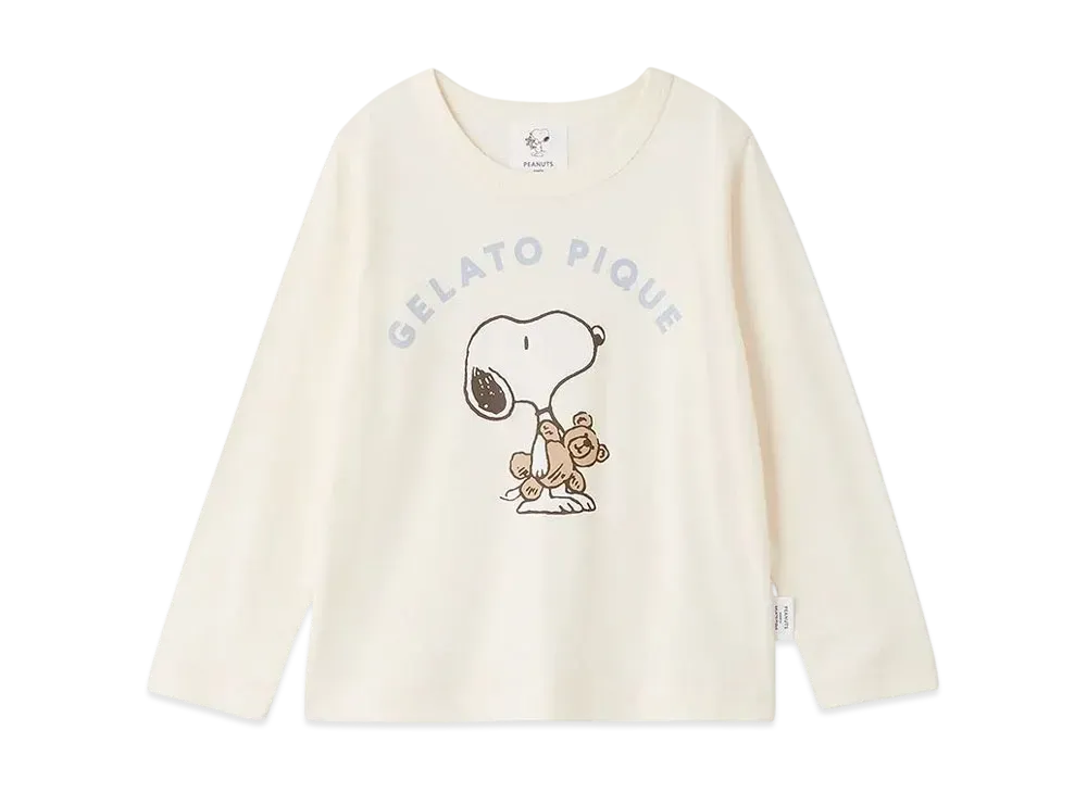 GELATO PIQUE x PEANUTS Kids Snoopy x Bear One Point Long T-Shirt "Off White"