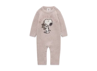 GELATO PIQUE x PEANUTS Baby Snoopy x Bear Jacquard Romper "Pink"