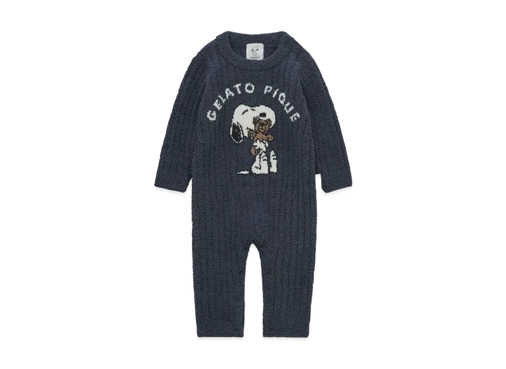 GELATO PIQUE x PEANUTS Baby Snoopy x Bear Jacquard Romper "Navy"
