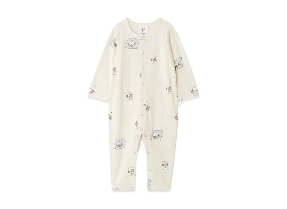 GELATO PIQUE x PEANUTS Baby Snoopy x Bear All-Over Print Rompers "Off White"