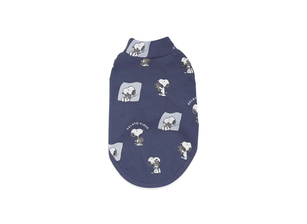 GELATO PIQUE x PEANUTS Cat & Dog Snoopy x Bear High Neck Long Sleeved Cut And Sew Pullover "Navy"