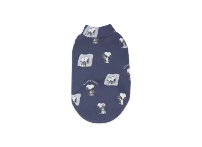 GELATO PIQUE x PEANUTS Cat & Dog Snoopy x Bear High Neck Long Sleeved Cut And Sew Pullover "Navy"