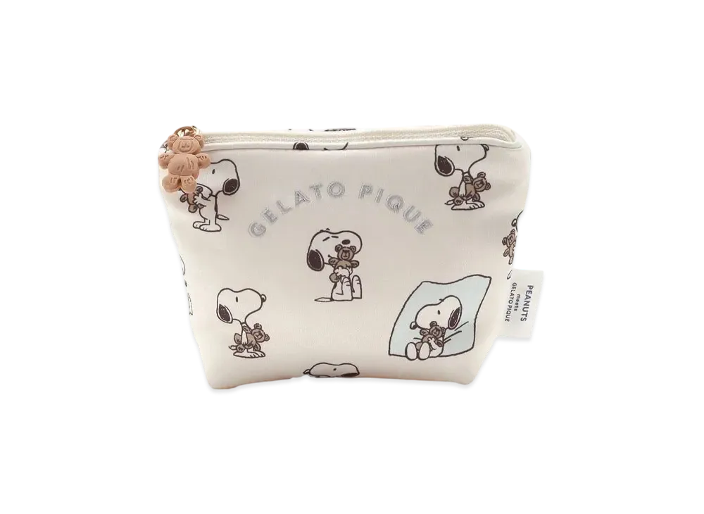 GELATO PIQUE x PEANUTS Snoopy x Bear All-Over Print Tissue Pouch "Off White"