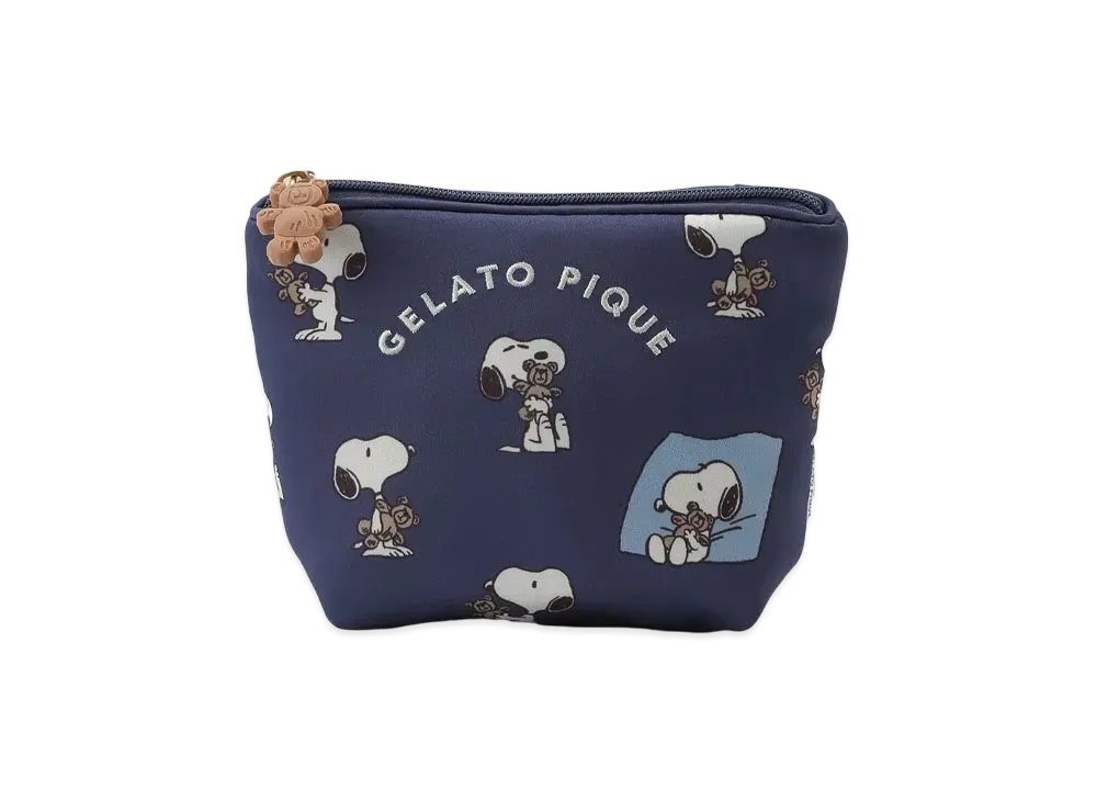 GELATO PIQUE x PEANUTS Snoopy x Bear All-Over Print Tissue Pouch "Navy"