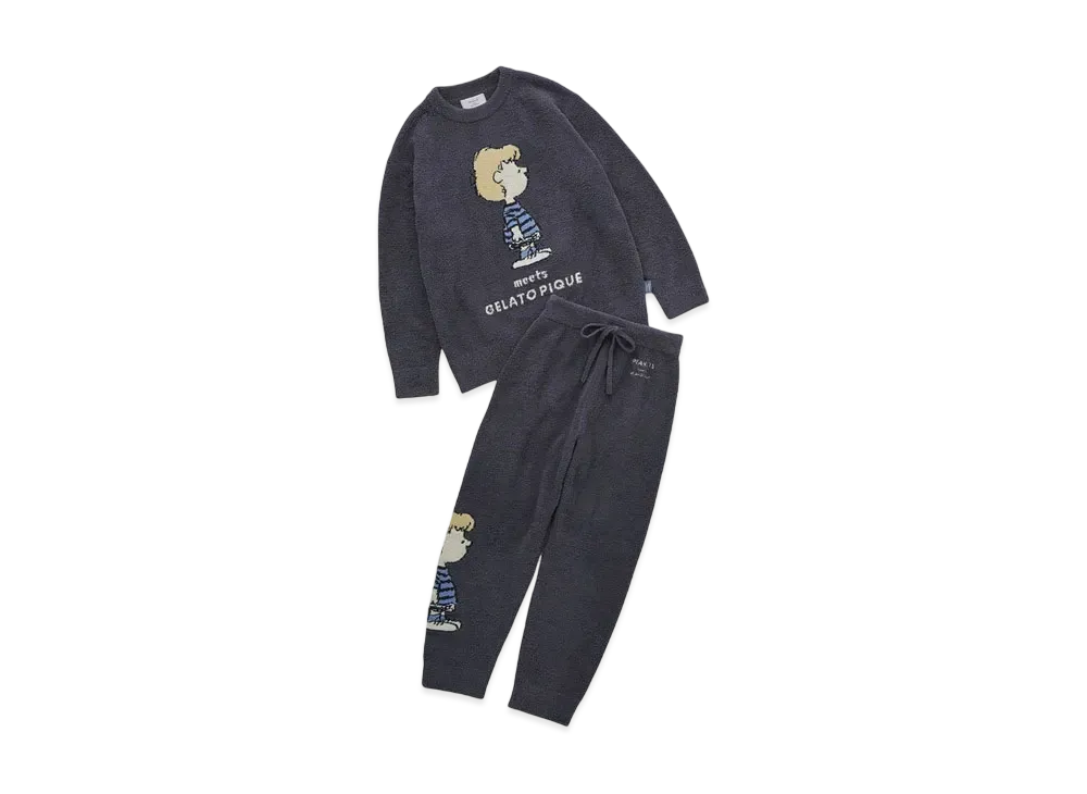 GELATO PIQUE x PEANUTS Baby Moko Jacquard Pullover & Long Pants Set "Navy"