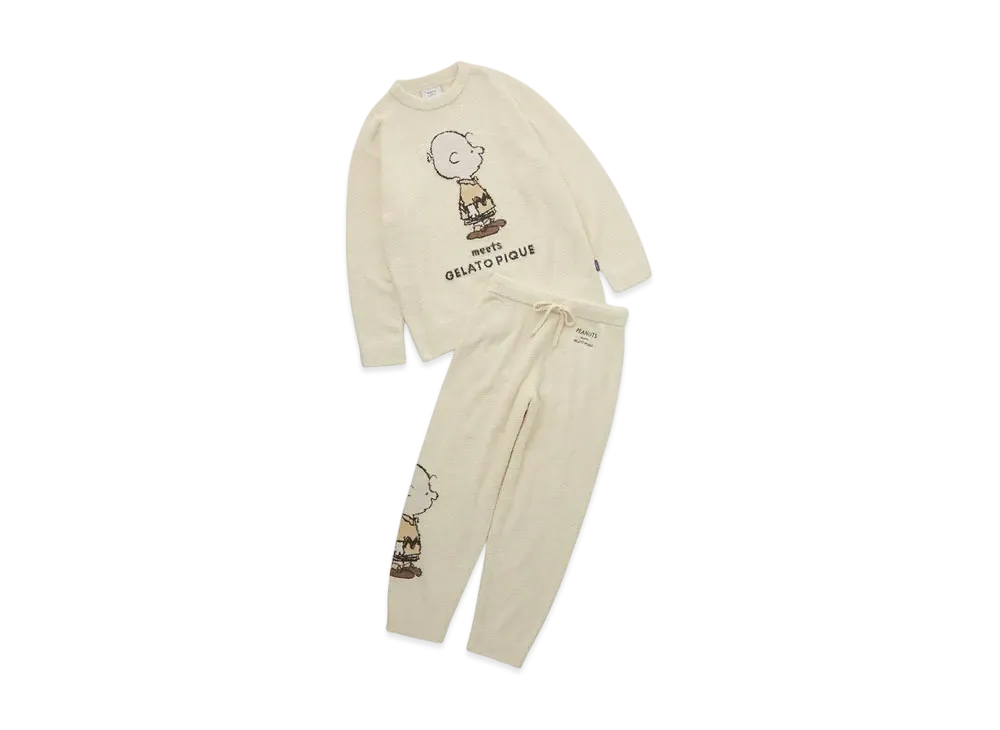GELATO PIQUE x PEANUTS Homme Baby Moko Jacquard Pullover & Long Pants Set "Yellow"