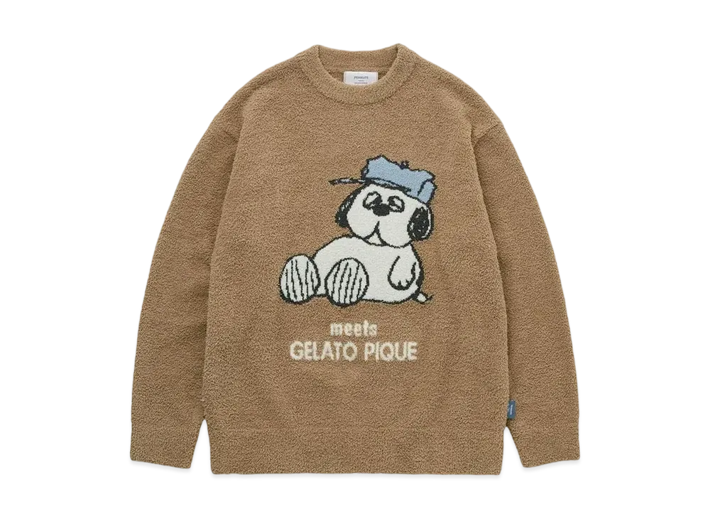 GELATO PIQUE x PEANUTS Homme Olaf Jacquard Pullover "Camel"
