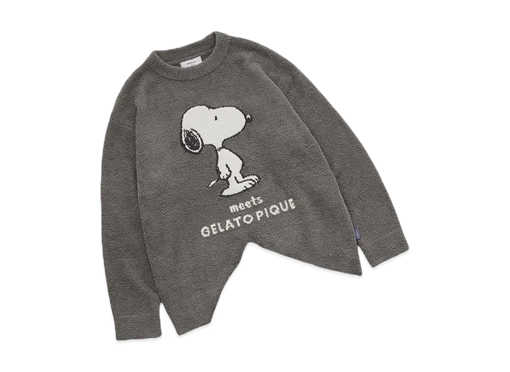 GELATO PIQUE x PEANUTS Homme Baby Moko Jacquard Pullover & Long Pants Set "Charcoal Gray"