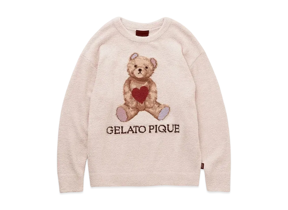 GELATO PIQUE Valentine Baby Moco Heart Bear Jacquard Pullover "Pink"