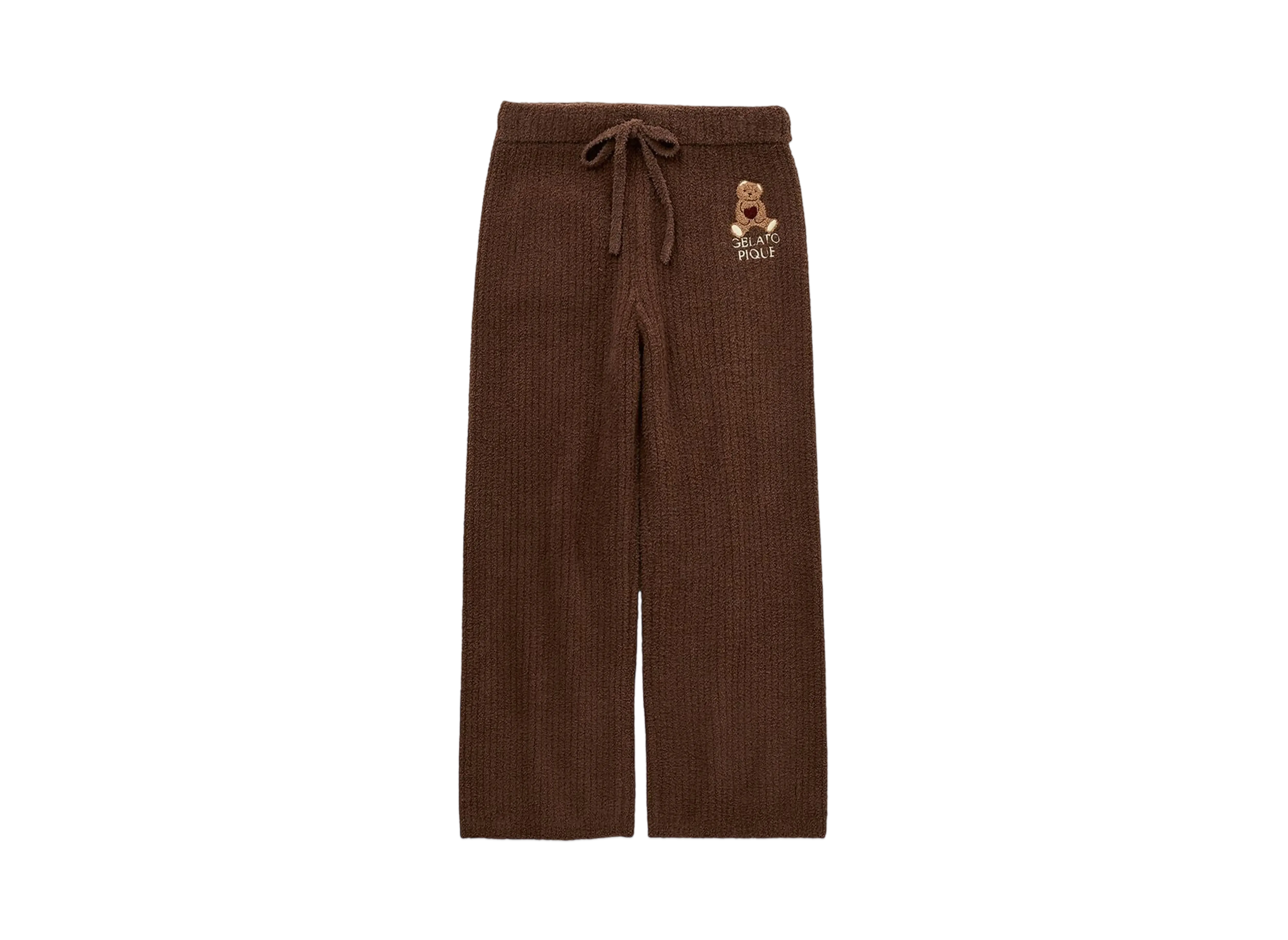 GELATO PIQUE Valentine Baby Mokobear Embroidered Rib Long Pants "Brown"