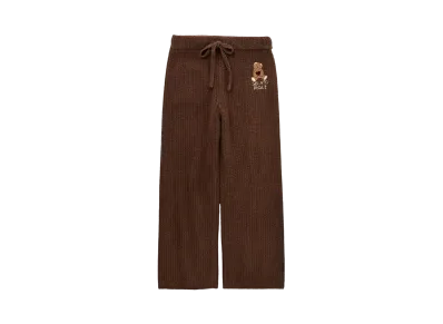 GELATO PIQUE Valentine Baby Mokobear Embroidered Rib Long Pants "Brown"