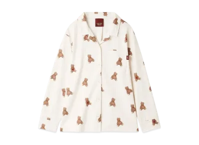 GELATO PIQUE Valentine Inlay Heart Bear Pattern Shirt "Cream"