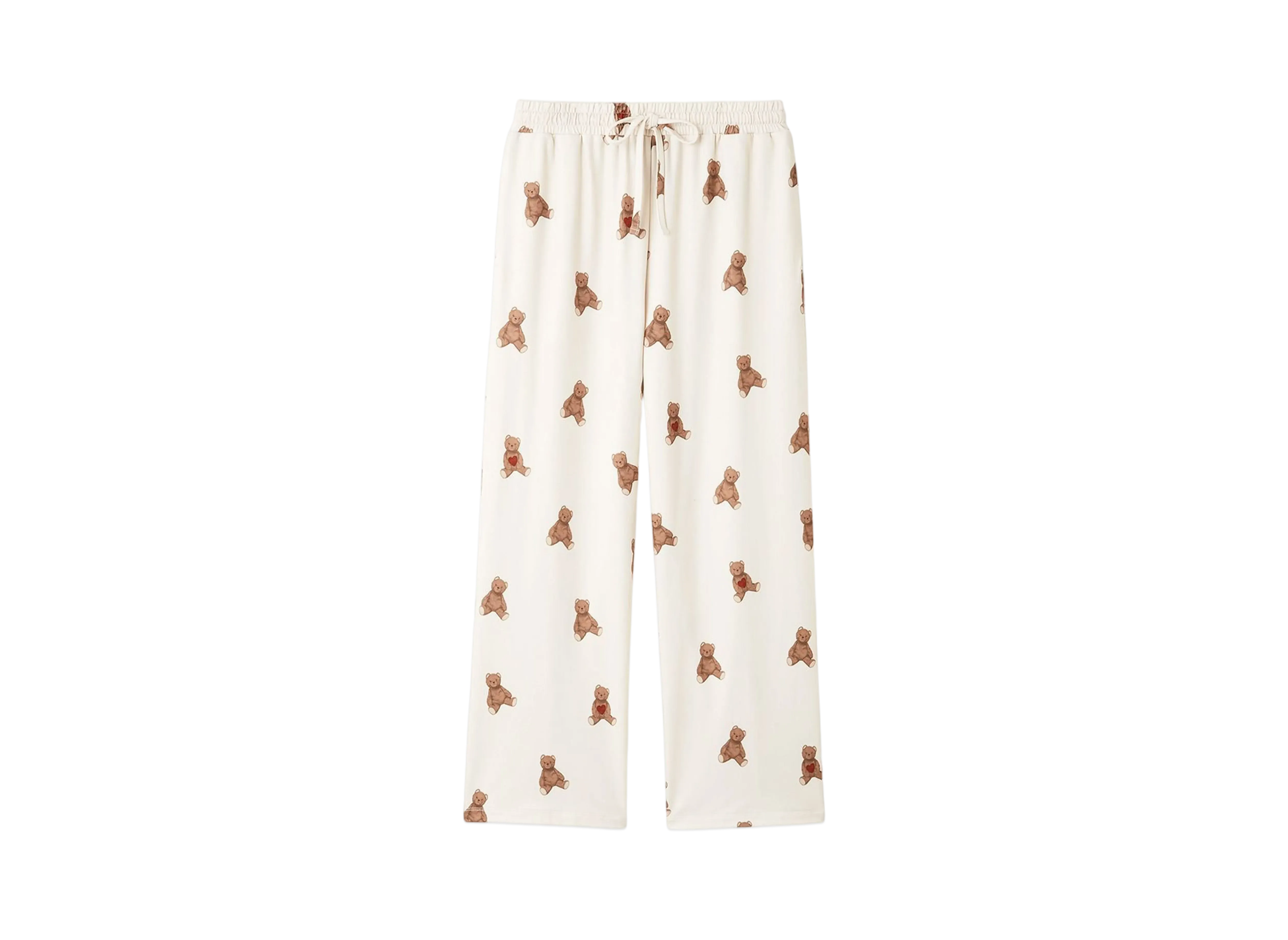 GELATO PIQUE Valentine Inlay Heart Bear Pattern Long Pants "Cream"