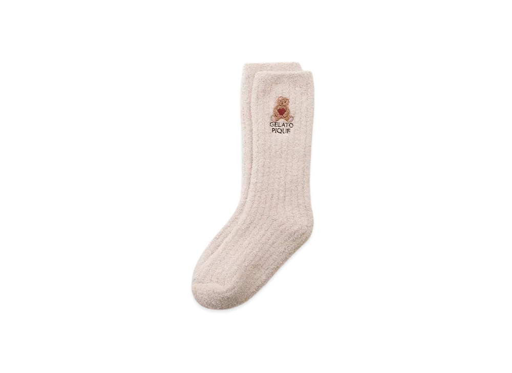 GELATO PIQUE Valentine Baby Moco Heart Bear Ribbed Socks "Pink"