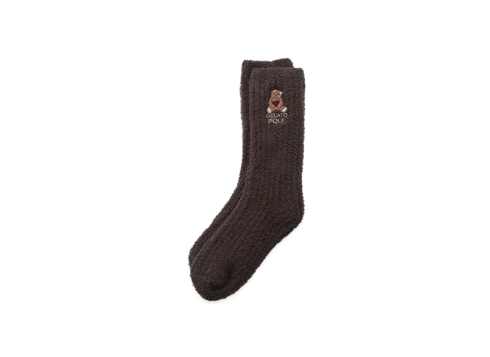 GELATO PIQUE Valentine Baby Moco Heart Bear Ribbed Socks "Brown"