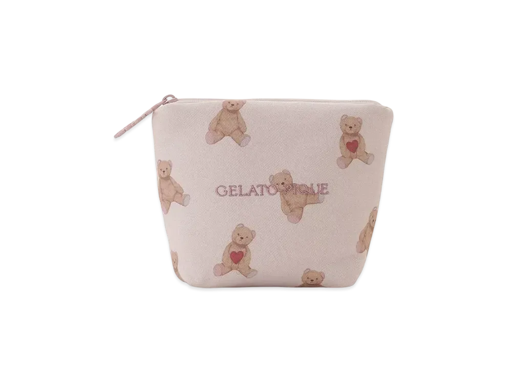 GELATO PIQUE Valentine Heart Bear Allover Pattern Tissue Pouch "Pink"