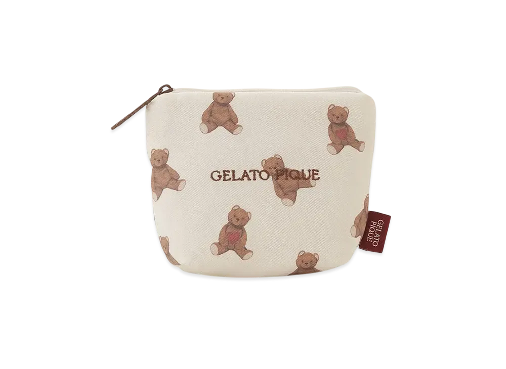 GELATO PIQUE Valentine Heart Bear Allover Pattern Tissue Pouch "Cream"