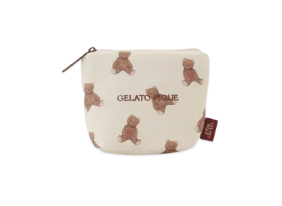 GELATO PIQUE Valentine Heart Bear Allover Pattern Tissue Pouch "Cream"