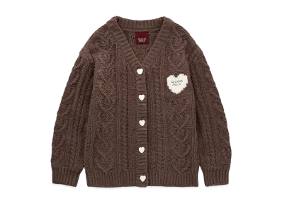 GELATO PIQUE Valentine Heart Aran Cardigan "Brown"