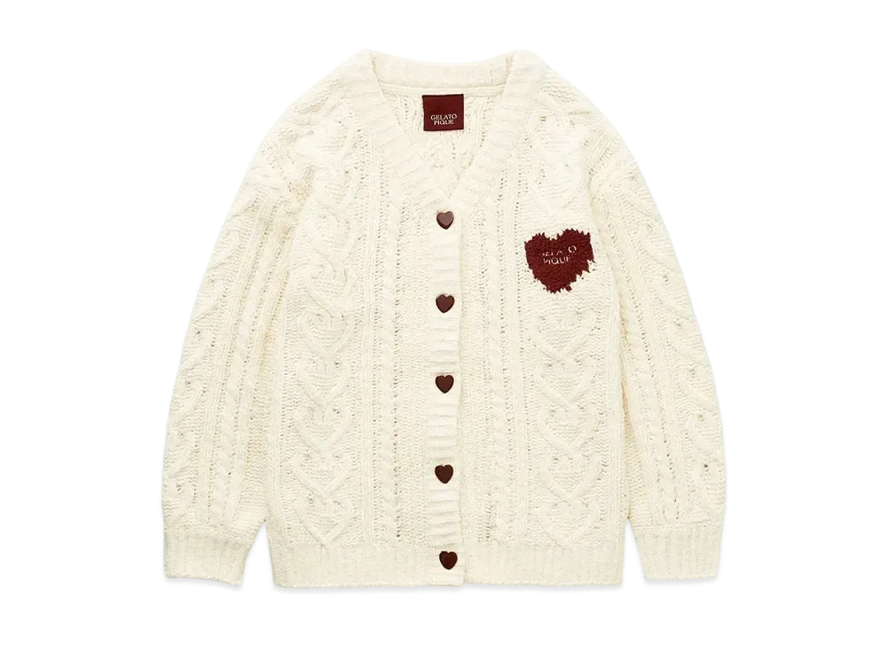 GELATO PIQUE Valentine Heart Aran Cardigan "Cream"