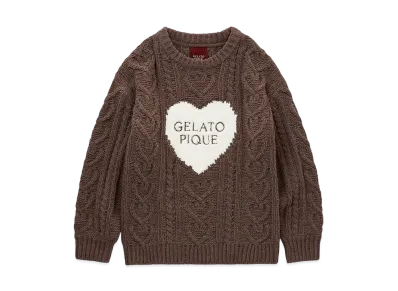 GELATO PIQUE Valentine Heart Aran Pullover "Brown"