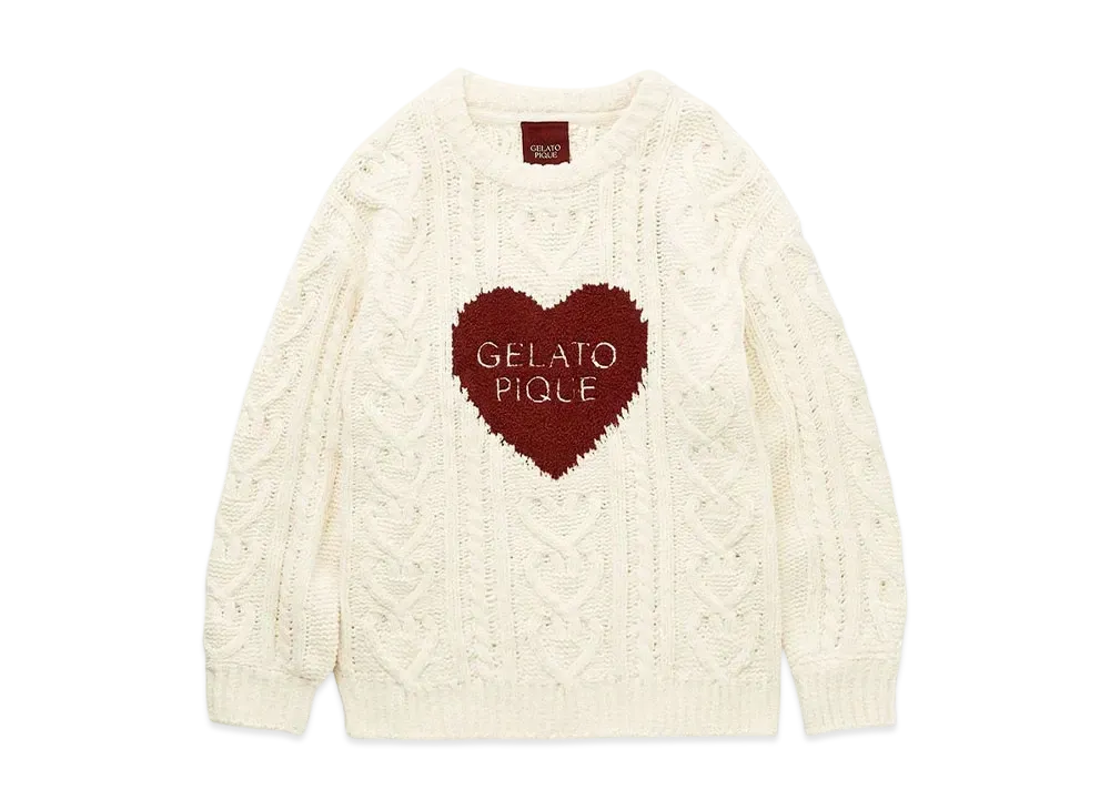 GELATO PIQUE Valentine Heart Aran Pullover "Cream"
