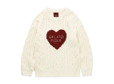 GELATO PIQUE Valentine Heart Aran Pullover "Cream"