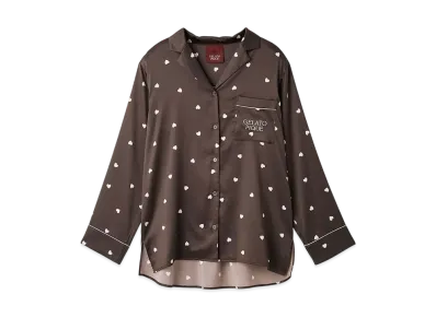 GELATO PIQUE Valentine Heart Pattern Satin Shirt "Brown"