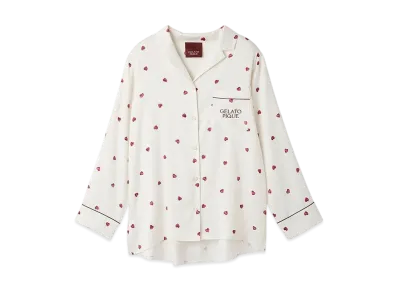GELATO PIQUE Valentine Heart Pattern Satin Shirt "Cream"