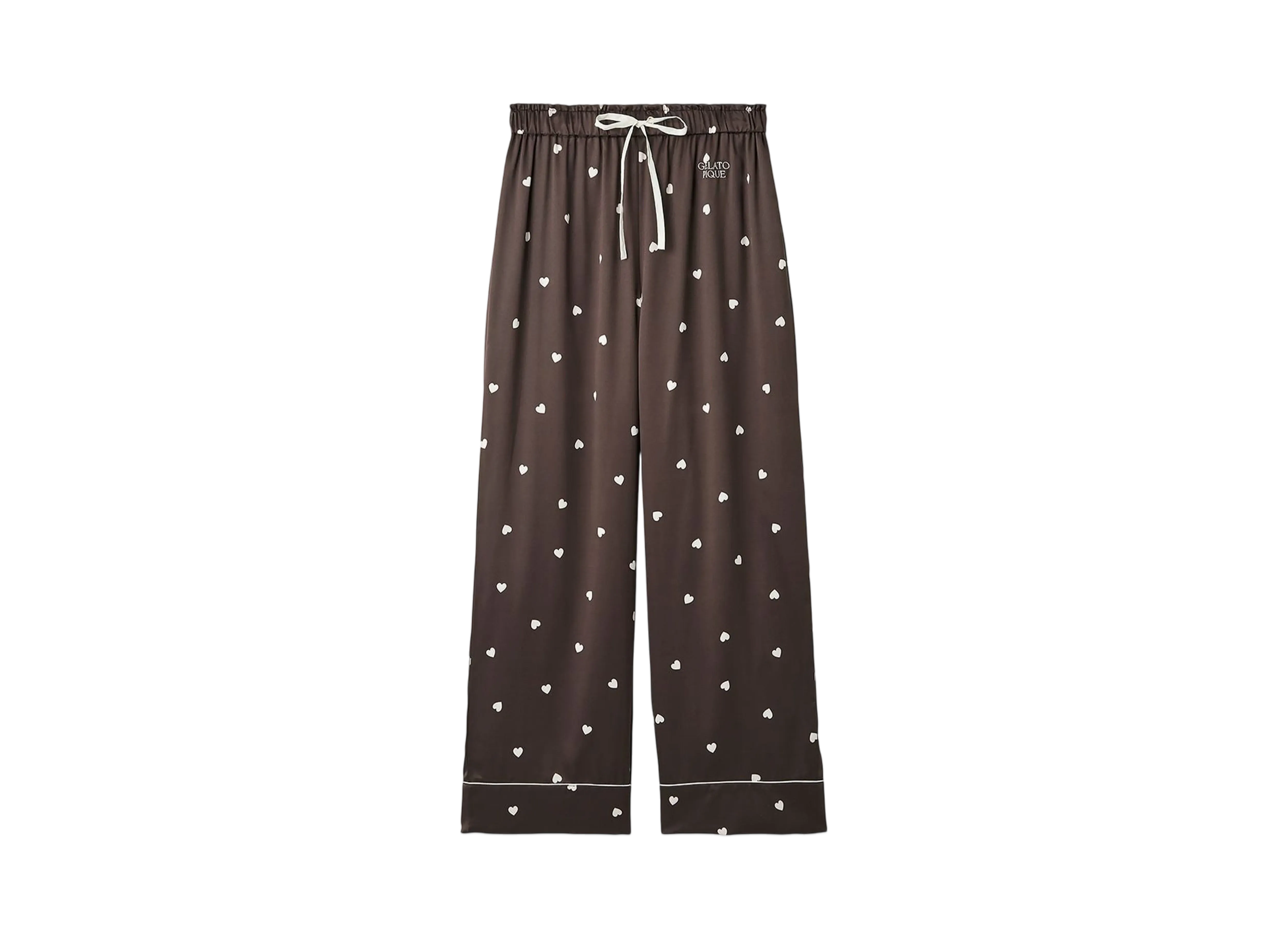 GELATO PIQUE Valentine Heart Pattern Satin Long Pants "Brown"