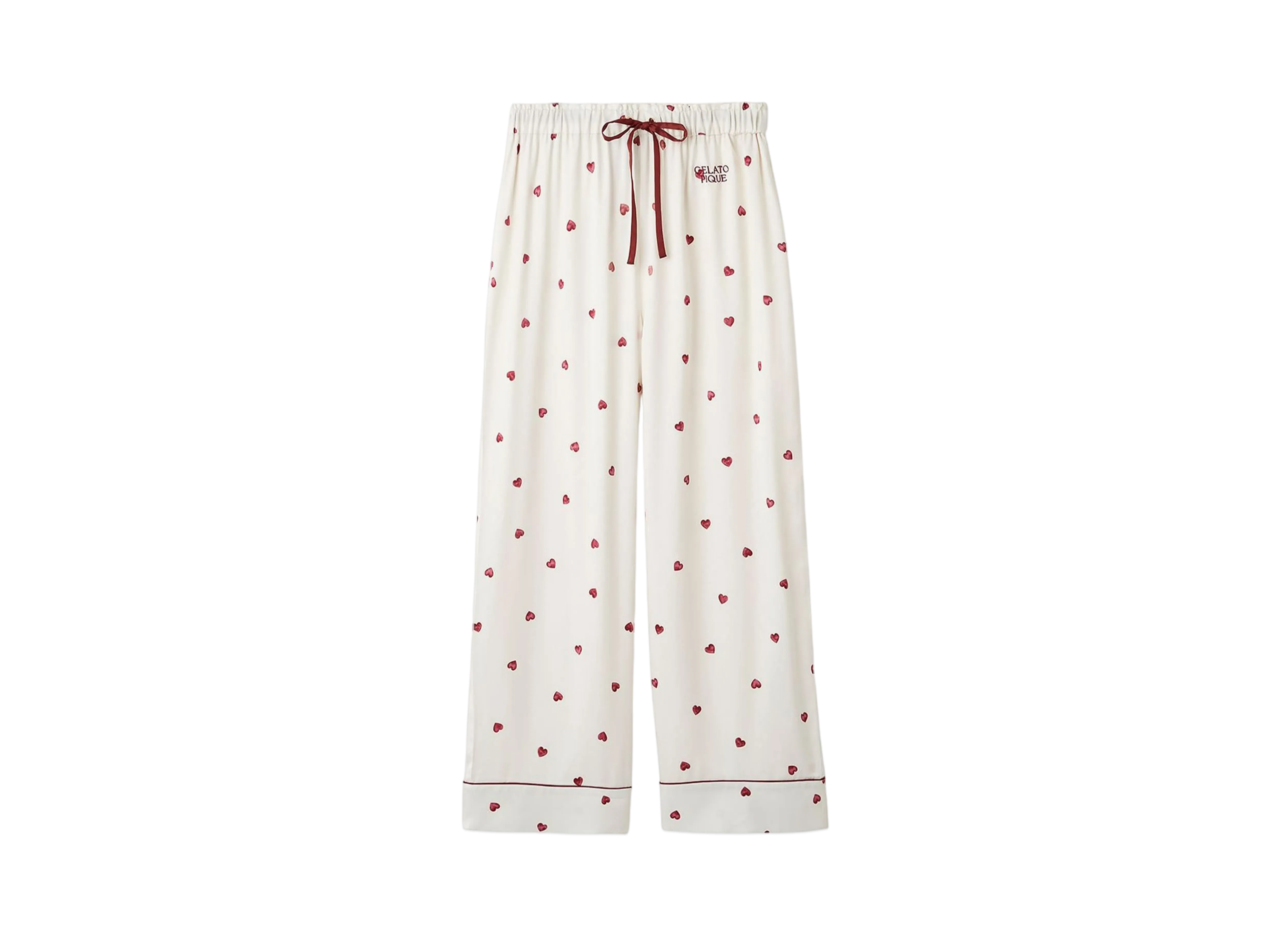 GELATO PIQUE Valentine Heart Pattern Satin Long Pants "Cream"