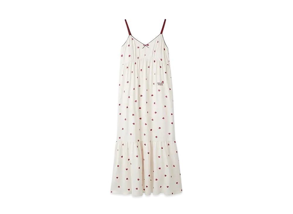 GELATO PIQUE Valentine Heart Pattern Satin Cup-In Dress "Cream"