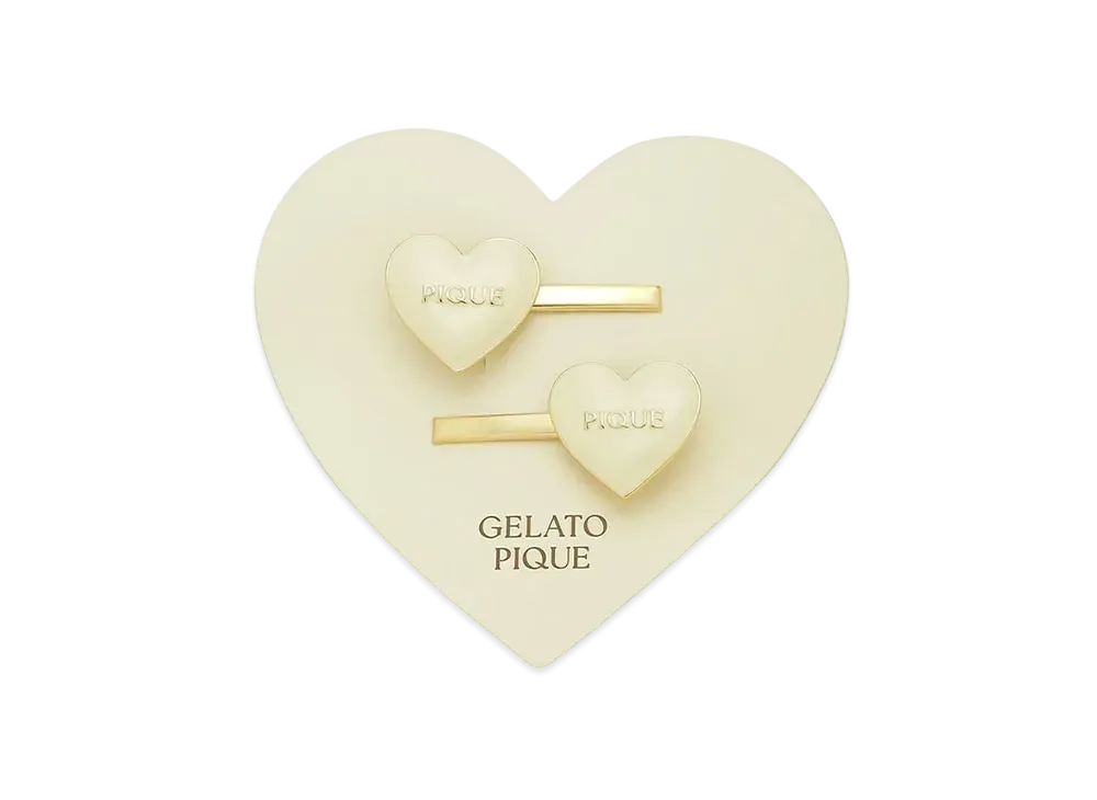 GELATO PIQUE Valentine Heart Hair Pin Set "Cream"