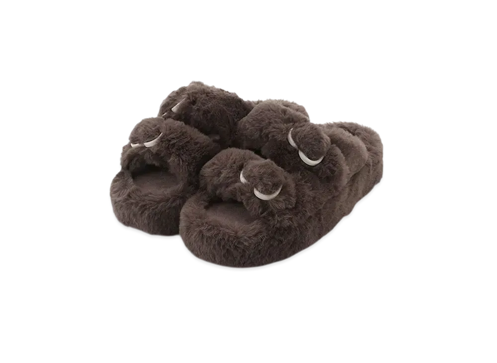 GELATO PIQUE Valentine Heart Buckle Eco Fur Room Shoes "Brown"