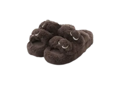 GELATO PIQUE Valentine Heart Buckle Eco Fur Room Shoes "Brown"