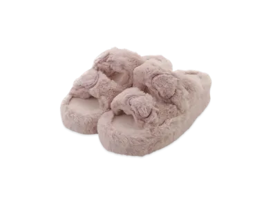 GELATO PIQUE Valentine Heart Buckle Eco Fur Room Shoes "Pink"