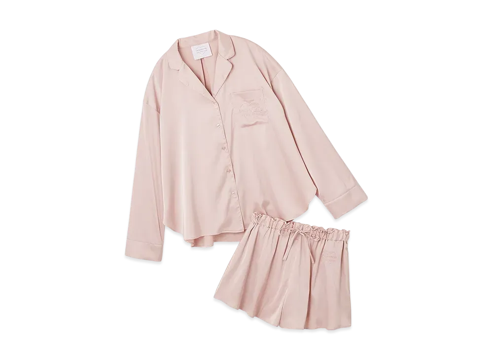 GELATO PIQUE x LE SSERAFIM Satin Shirt & Shorts Set "Pink"