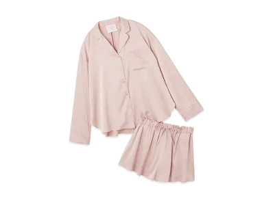 GELATO PIQUE x LE SSERAFIM Satin Shirt & Shorts Set "Pink"