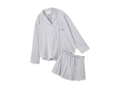 GELATO PIQUE x LE SSERAFIM Satin Shirt & Shorts Set "Blue"