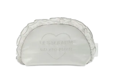 GELATO PIQUE x LE SSERAFIM Satin Frill Pouch "Right Gray"