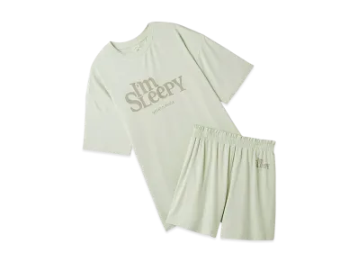 GELATO PIQUE Colorful Rayon Logo Big T-Shirt & Shorts Set "Mint"