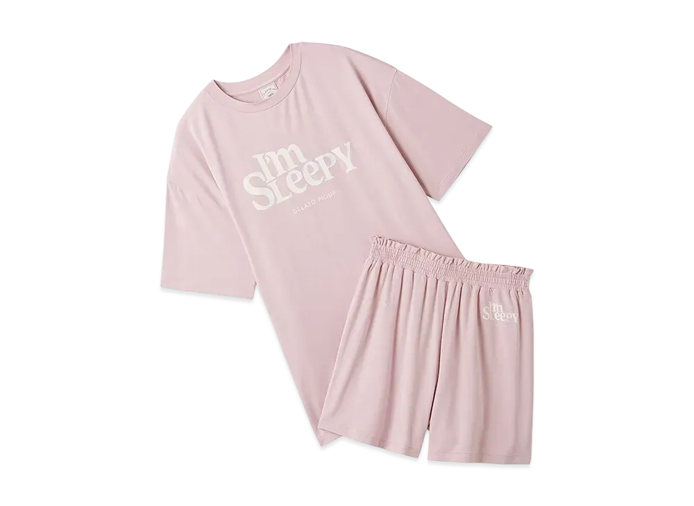 GELATO PIQUE Colorful Rayon Logo Big T-Shirt & Shorts Set "Pink"