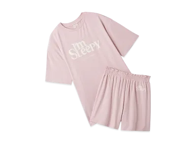 GELATO PIQUE Colorful Rayon Logo Big T-Shirt & Shorts Set "Pink"