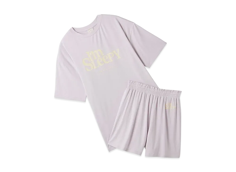 GELATO PIQUE Colorful Rayon Logo Big T-Shirt & Shorts Set "Lavender"