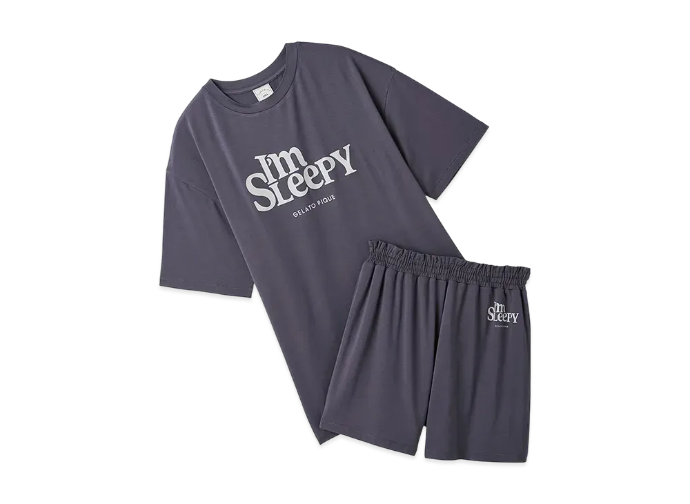 GELATO PIQUE Colorful Rayon Logo Big T-Shirt & Shorts Set "Navy"