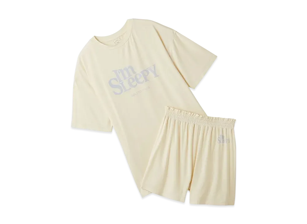 GELATO PIQUE Colorful Rayon Logo Big T-Shirt & Shorts Set "Cream"