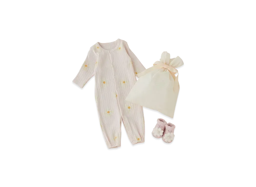 GELATO PIQUE Wrapped Baby Daisy Pattern 2Way Oar & Socks Set "Pink"